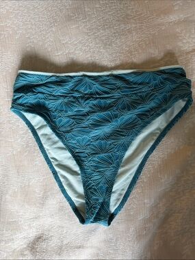 CUPSHE Teal Floral high-waisted Bikini set